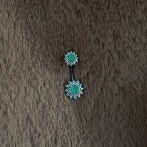 🌊 aqua rhinestone belly ring 🌊